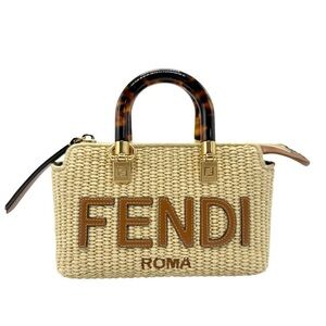 Fendi By the way crossbody raffia bag